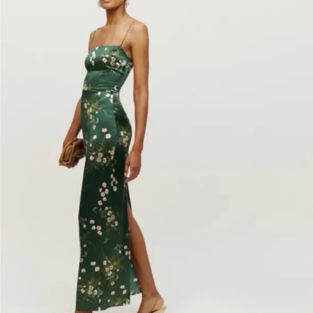 Reformation - Frankie Silk Dress - Green